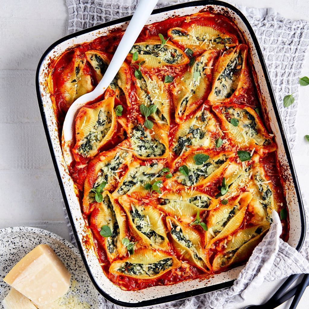 Silverbeet and Ricotta Stuffed Shell Bake | Harris Farm Markets