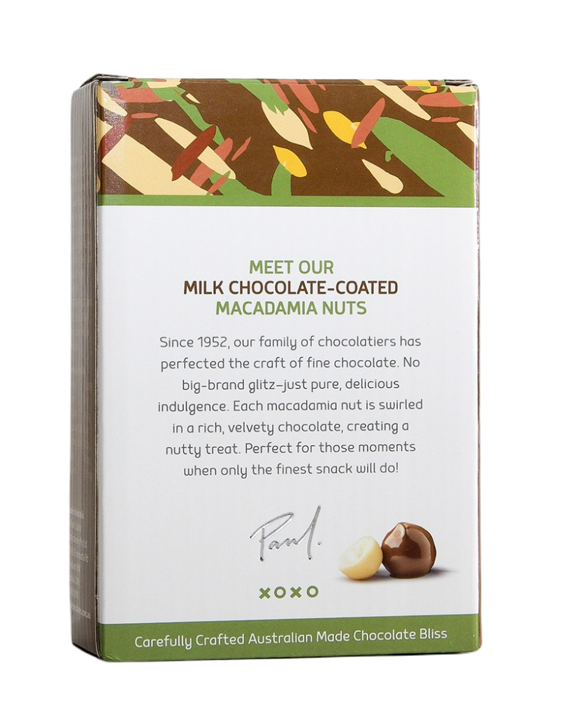 Pauls Roasted Macadamias Milk Chocolate 250g