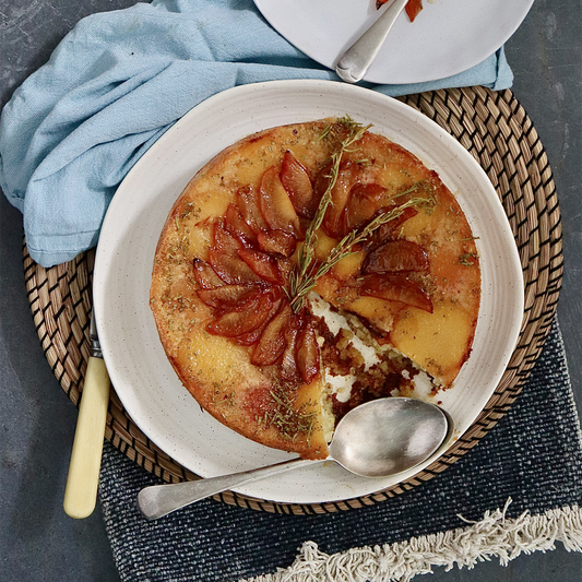 Upside Down Plum Lemon and Rosemary Cake