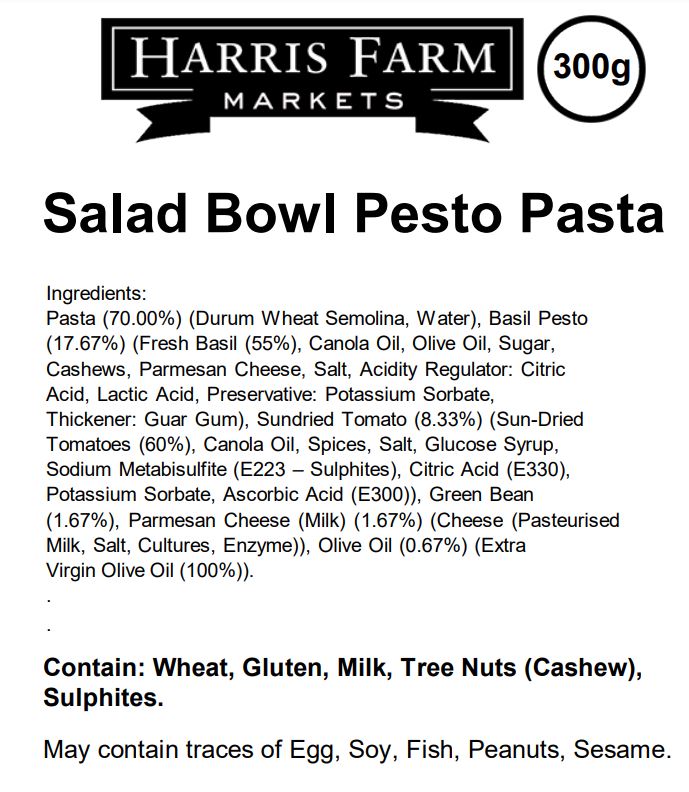 Harris Farm Salad Pesto Pasta 250g