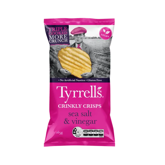 Tyrrells Crinkly Crisps Salt and Vinegar 165g