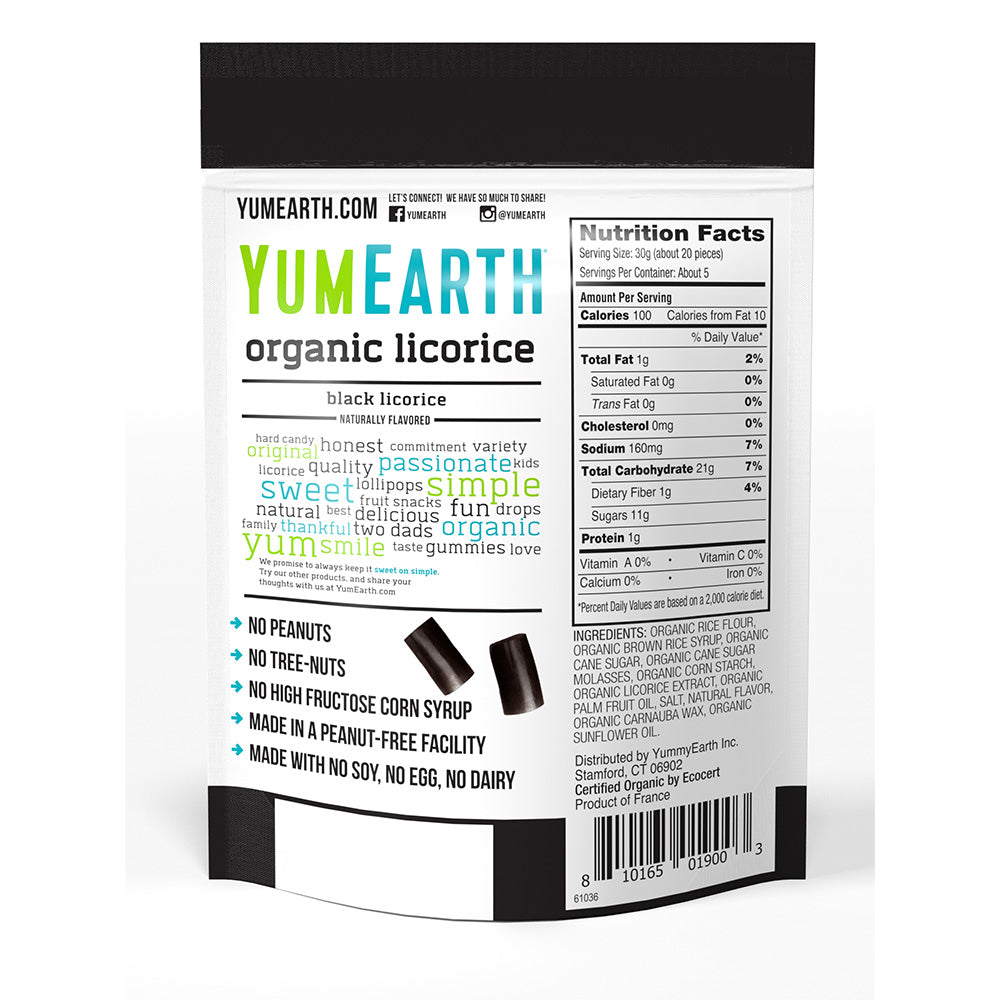 YumEarth Organic Licorice Black 142g