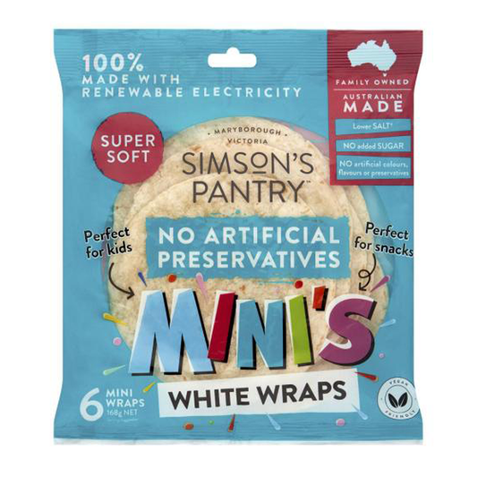 Simson's Pantry Preservative Free White Mini Wraps x6 168g