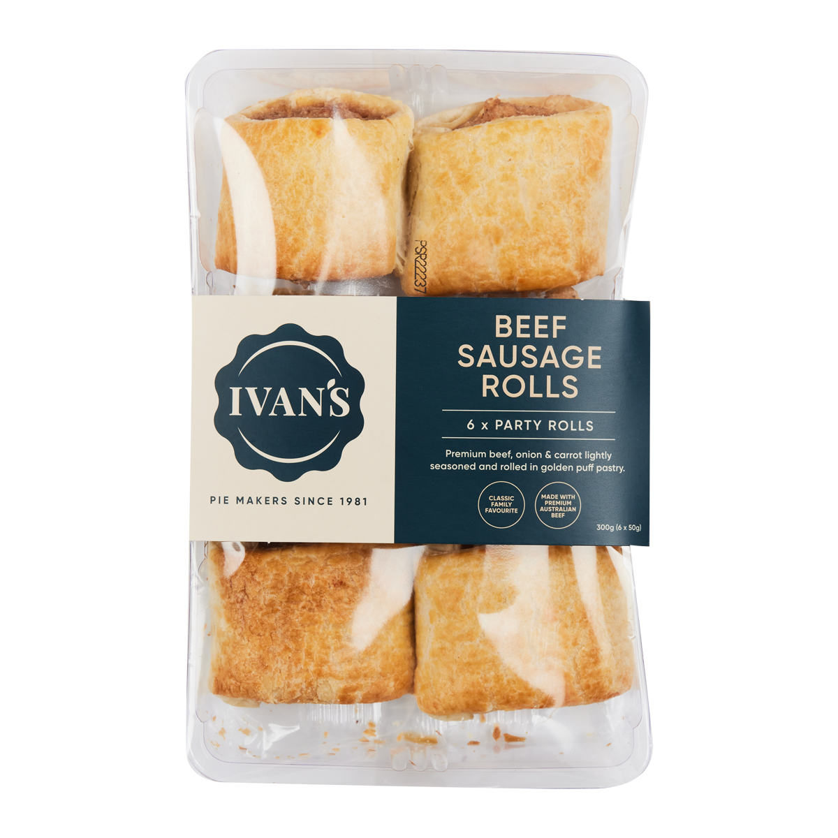 Ivan's Pies Beef Sausage Roll x6 330g