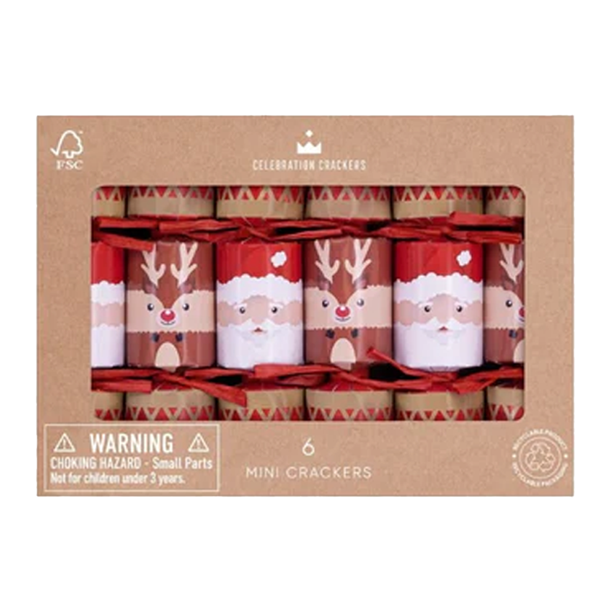 Celebration Mini Crackers Santa x6