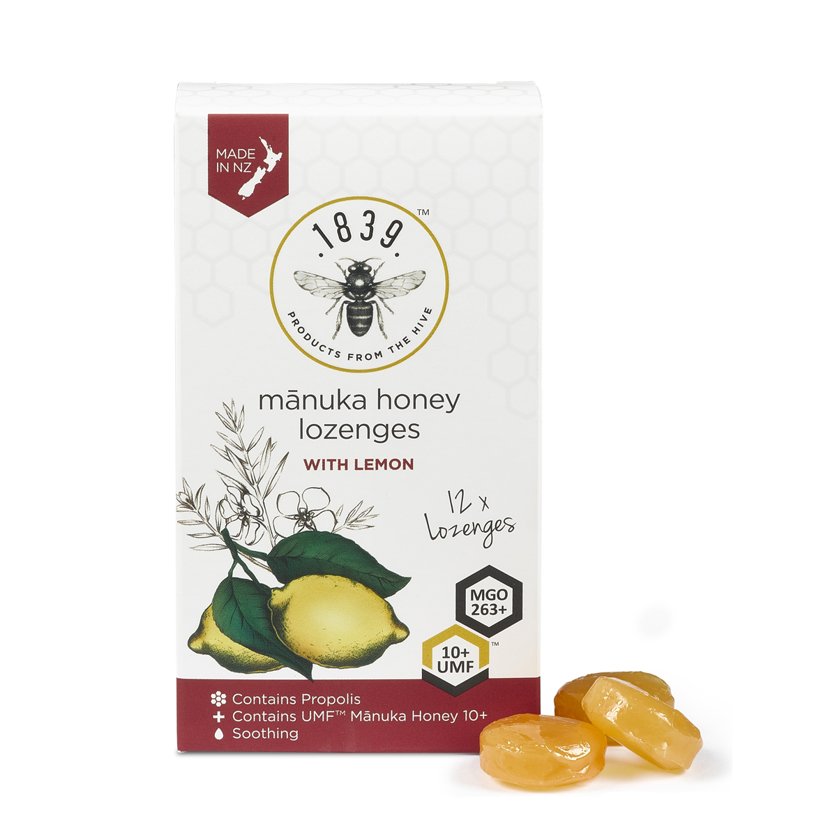 1839 Manuka Honey Lemon Lozenges x12 54g – Harris Farm Markets