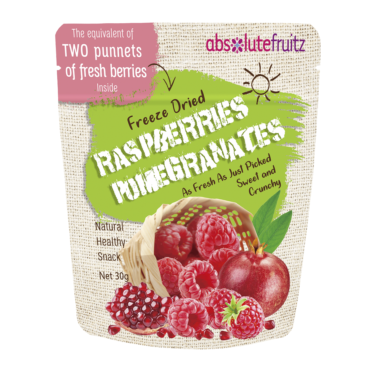 Absolutefruitz Freeze Dried Raspberries and Pomegranates 35g