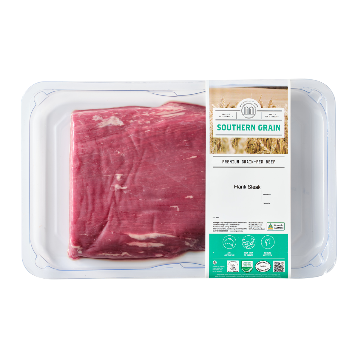 Southern Grain Premium Grain Fed Beef MB2 Flank Steak 350-600g