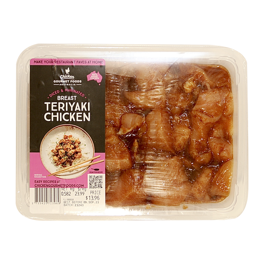 Chicken Gourmet Foods Diced & Marinated Breast Teriyaki Chicken 500-700g