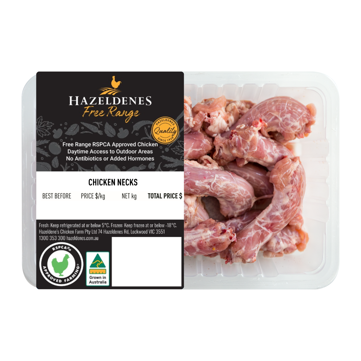 Hazeldenes Free Range Chicken Necks 1kg