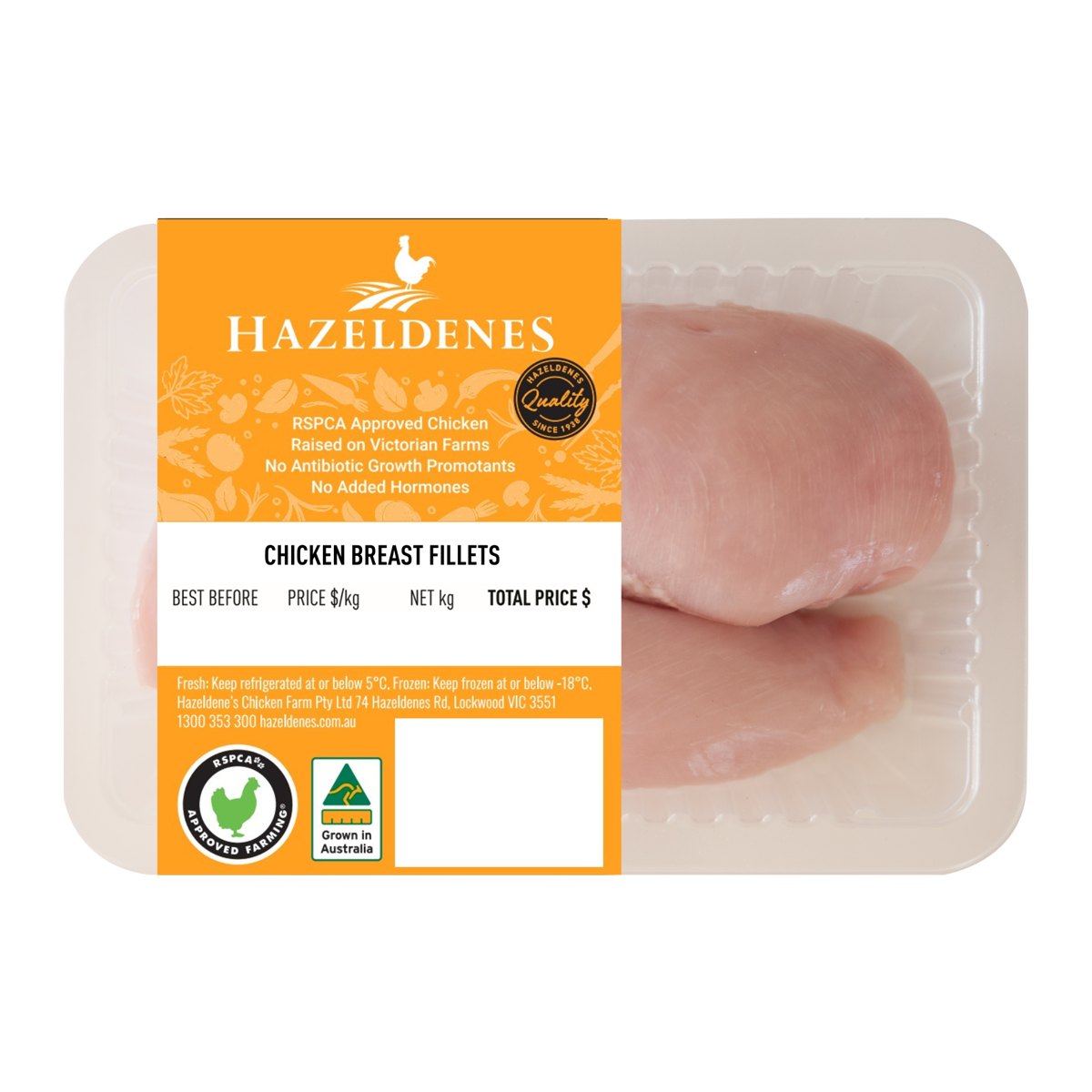 Hazeldenes RSPCA Chicken Breast Fillets 500-800g