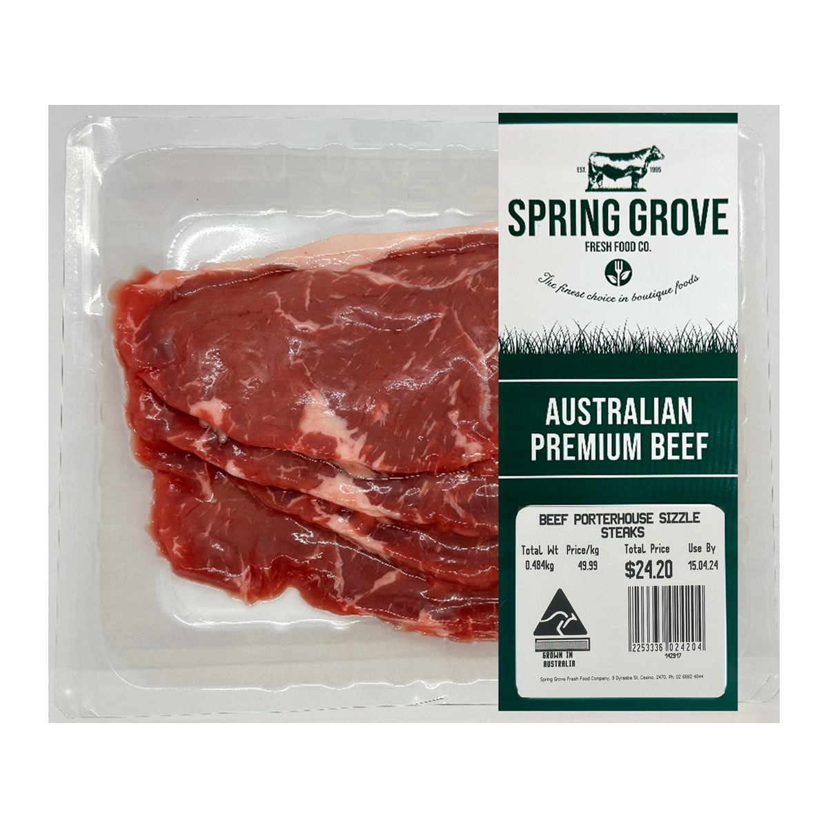 Spring Grove Beef Porterhouse Sizzle Steaks 400g-500g