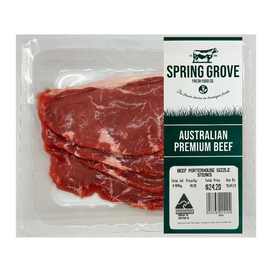 Spring Grove Beef Porterhouse Sizzle Steaks 400g-500g