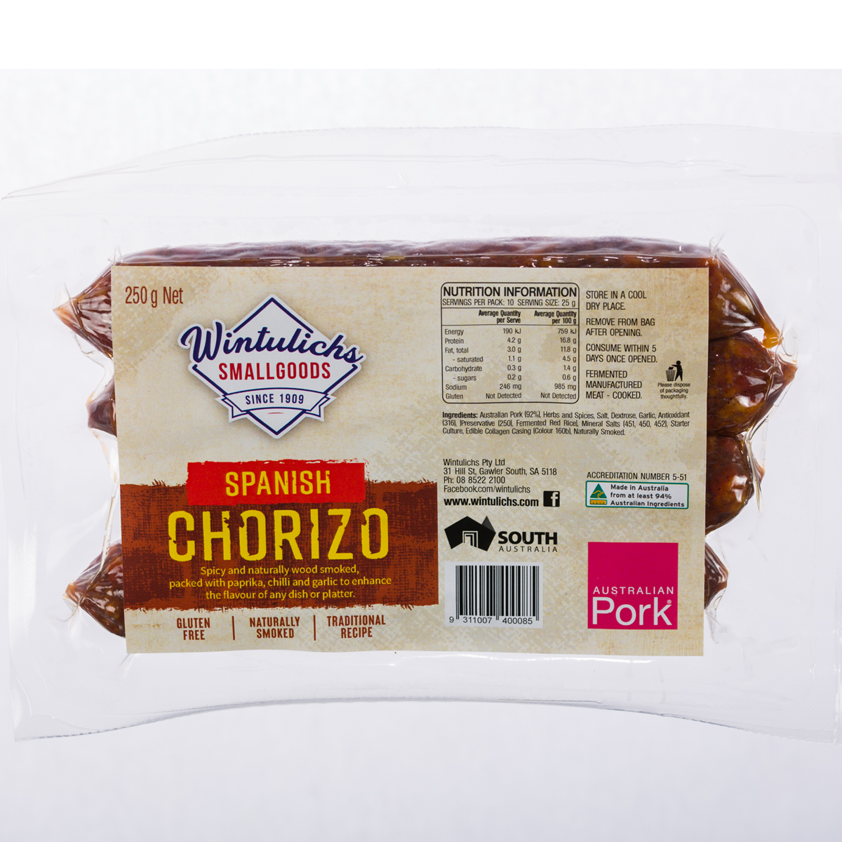 Wintulichs Spanish Chorizo 250g