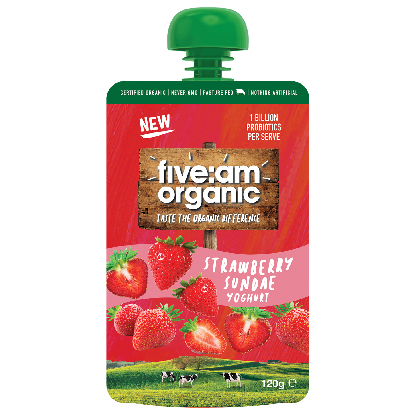 Five AM Strawberry Organic Kids Yoghurt 120g