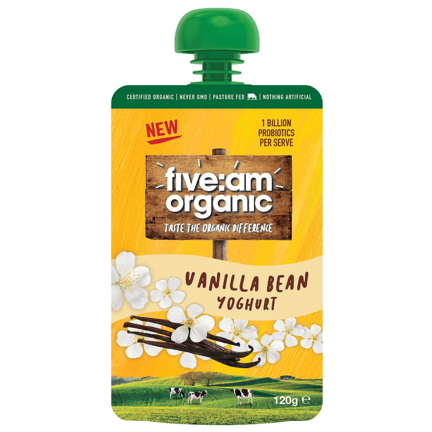 Five AM Vanilla Bean Organic Kids Yoghurt 120g