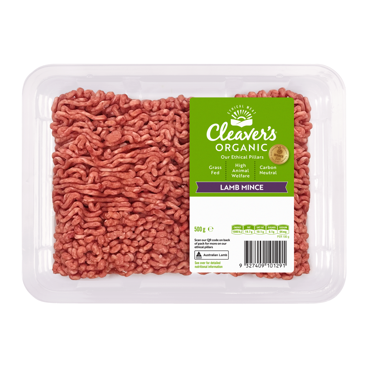 Cleaver's Organic Premium Lamb Mince 500g