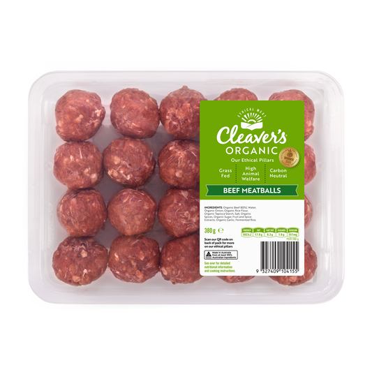 Cleaver's Organic Free Range and Grass Fed Beef Meatballs 400g