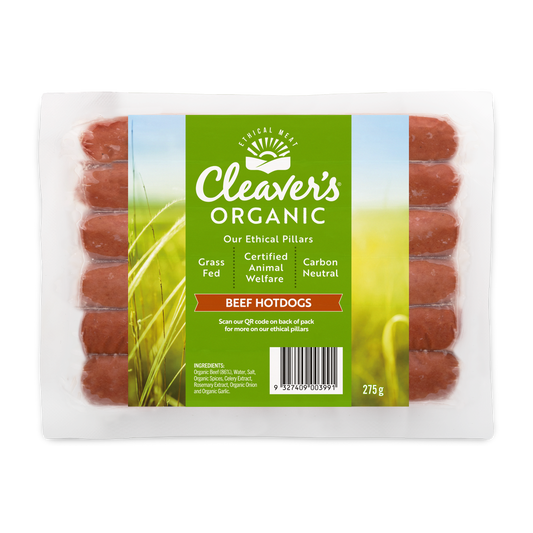 Cleaver's Organic Free Range and Grass Fed Beef Hotdog 275g