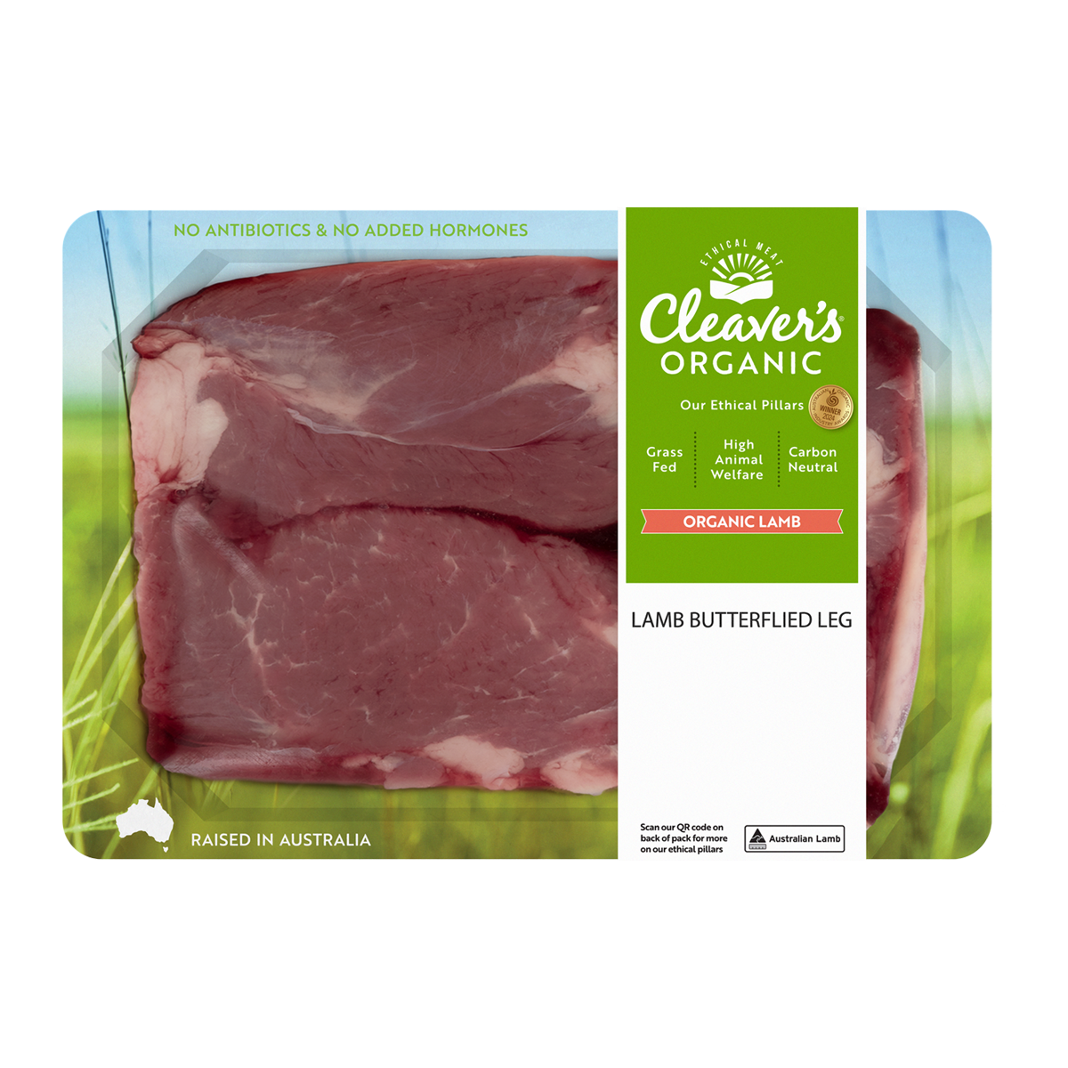 Cleaver's Organic and Grass Fed Butterflied Lamb Leg 500g-1kg