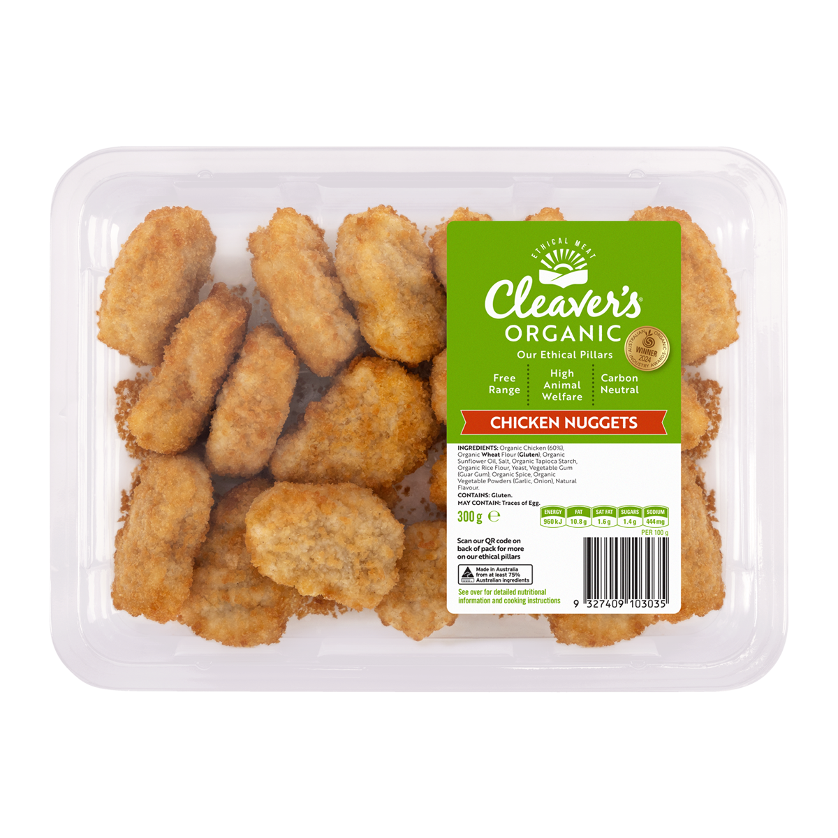 Cleaver's Organic Free Range Chicken Nuggets 300g