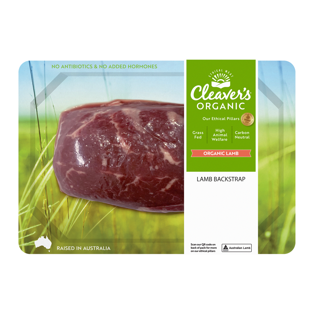 Cleaver's Organic Free Range and Grass Fed Lamb Backstrap 200-350g