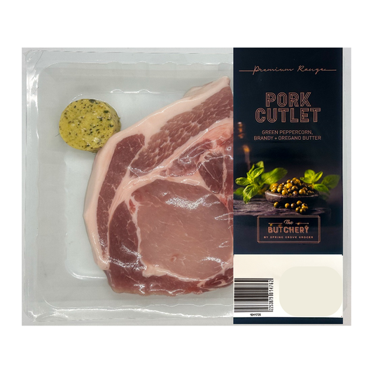 Spring Grove Pork Cutlets with Pepper, Brandy and Oregano Butter 500-750g