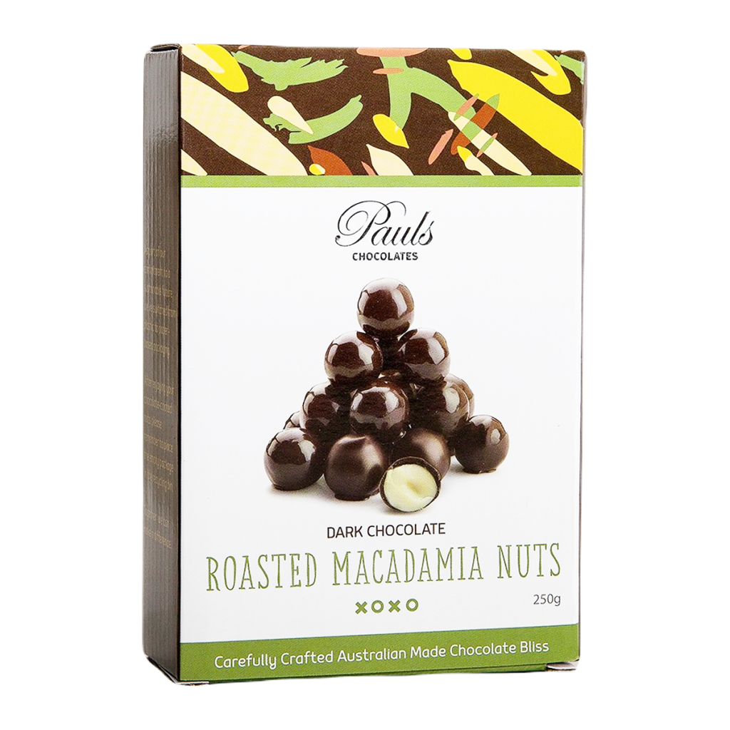 Pauls Roasted Macadamias Dark Chocolate 250g