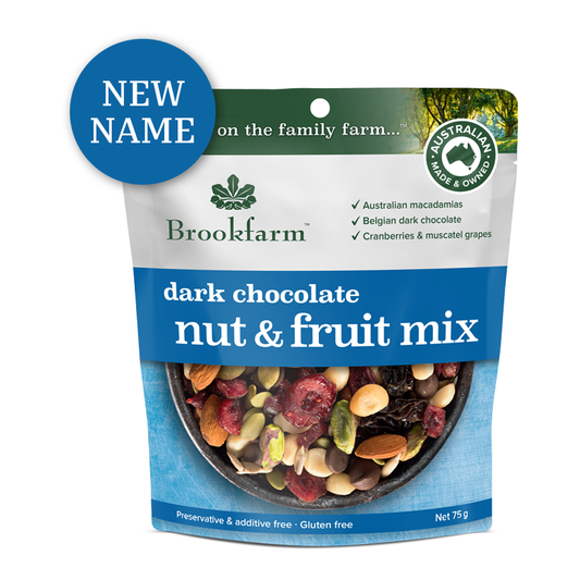 Brookfarm Nut & Fruit Mix Dark Chocolate 75g