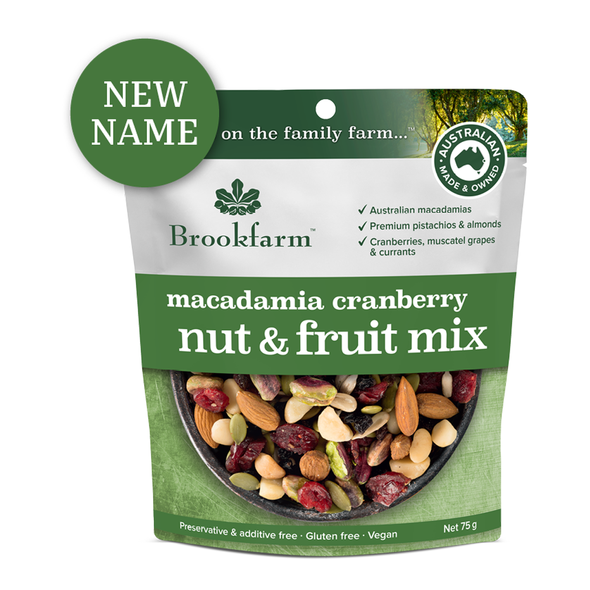 Brookfarm Nut & Fruit Mix Macadamia Cranberry 75g