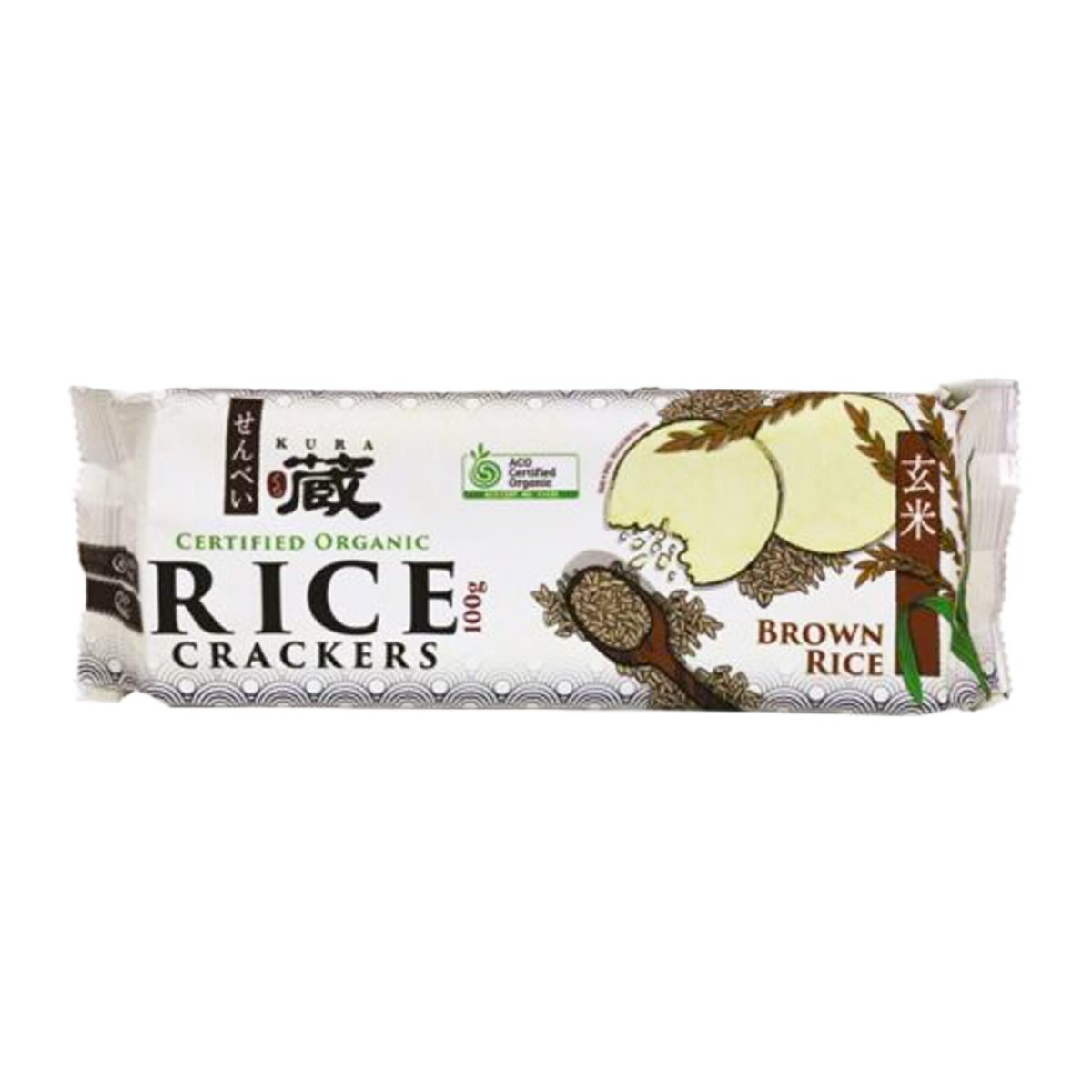 Kura Organic Rice Crackers Brown 100g