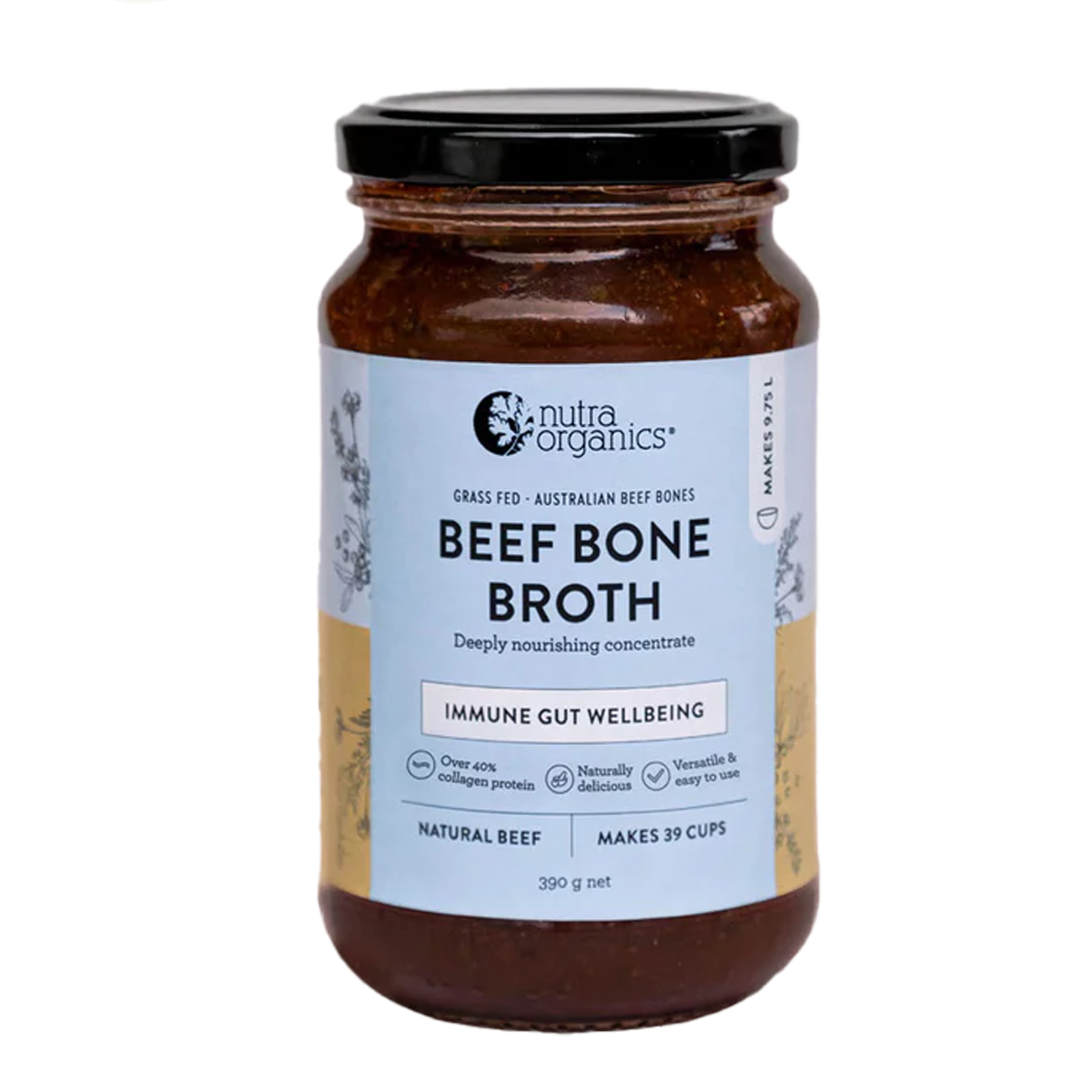 Nutra Organics Beef Bone Broth Natural 390g