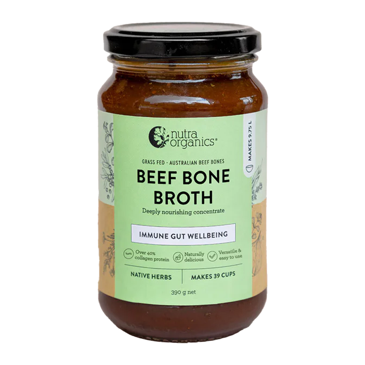 Nutra Organics Beef Bone Broth Native Herb 390g