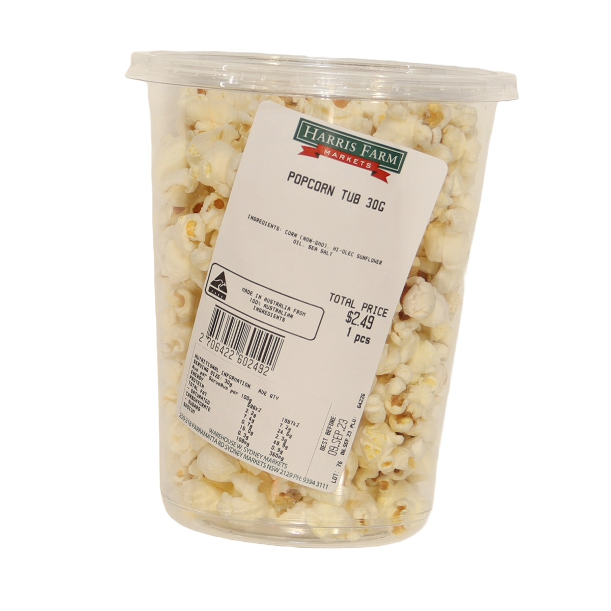 Harris Farm Popcorn Tub 30g