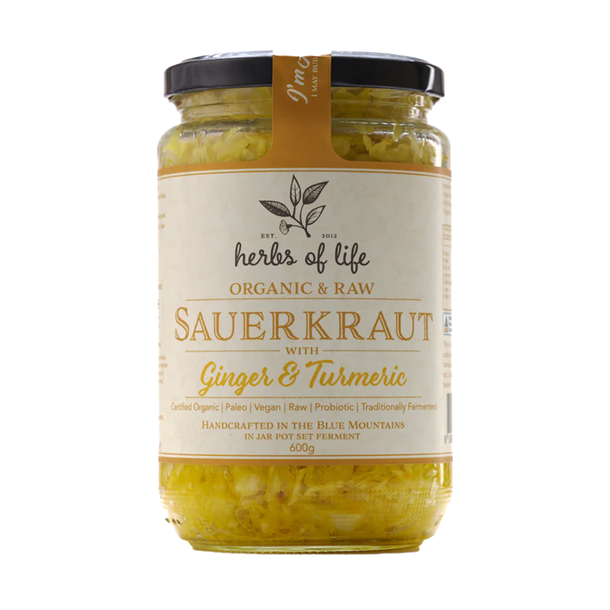 Herbs of Life Organic Sauerkraut Ginger and Turmeric 380g