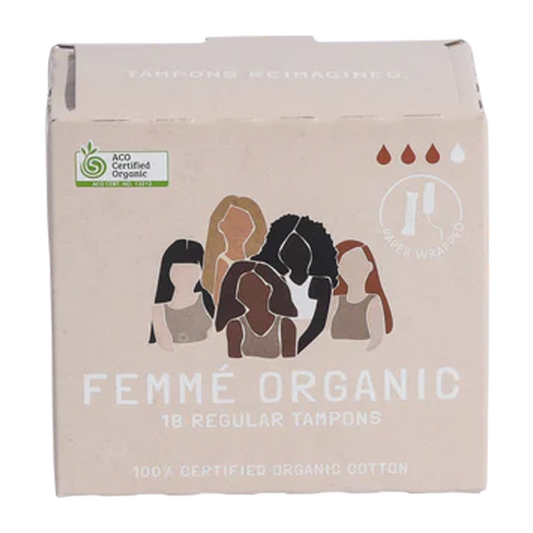 Femme Organic Cotton Regular Tampons 18 Pack