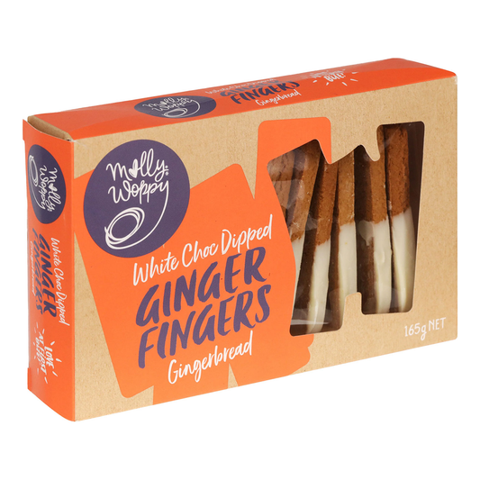 Molly Woppy White Chocolate Dipped Gingerbread Fingers 165g