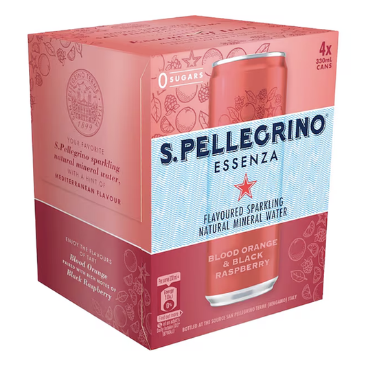 San Pellegrino Essenza Blood Orange and Black Raspberry Can 4x330ml