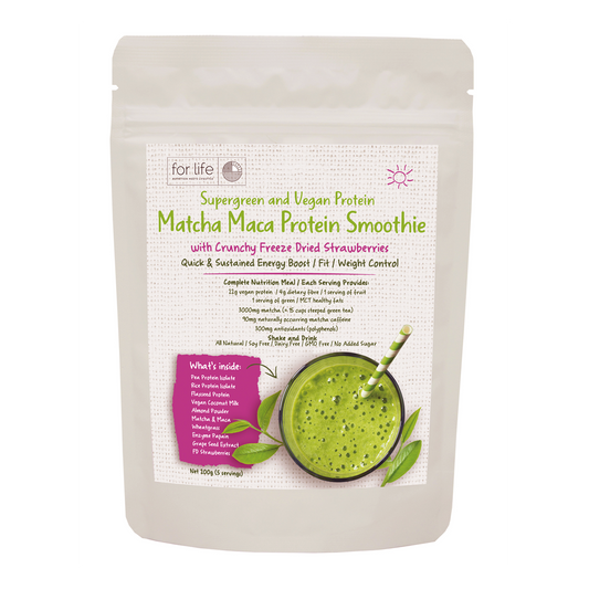 For Life Matcha Maca Protein Smoothie with Crunchy Freeze Dried Strawberries 200g