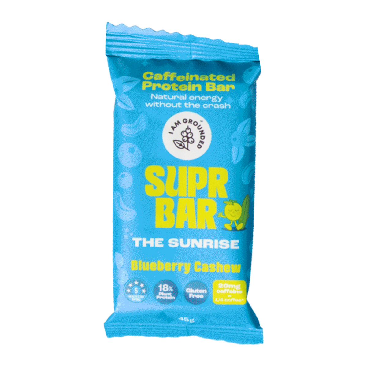 I Am Grounded Supr Caffeinated Protein Bar Blueberry Cashew 45g