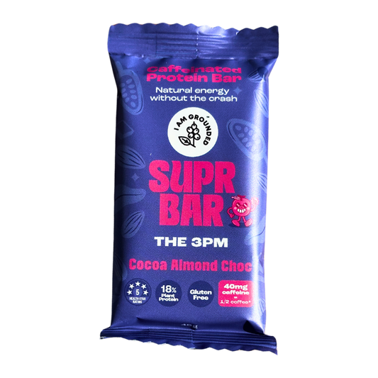 I Am Grounded Supr Bar Caffeinated Protein Bar Cocoa Almond Chocolate 45g