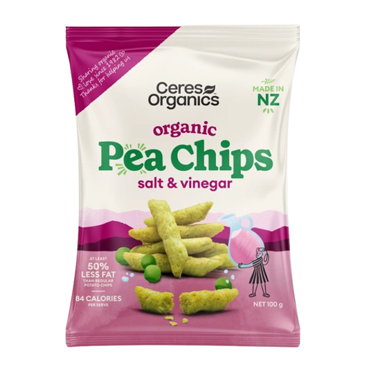 Ceres Organic Pea Chips Salt & Vinegar 100g