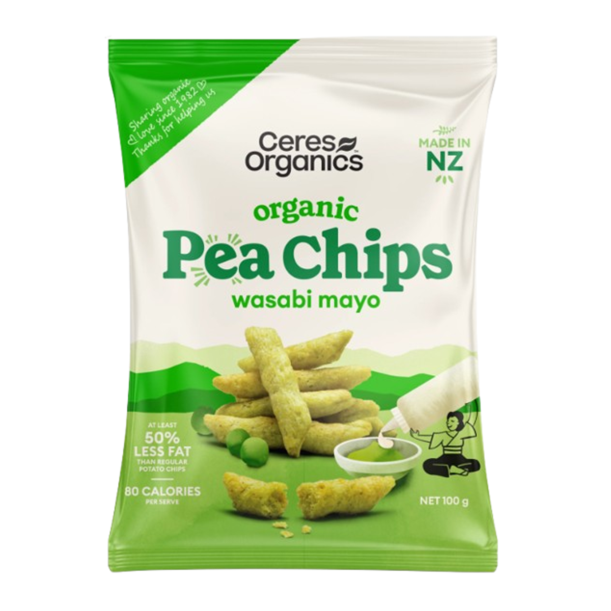 Ceres Organic Pea Chips Wasabi Mayo 100g