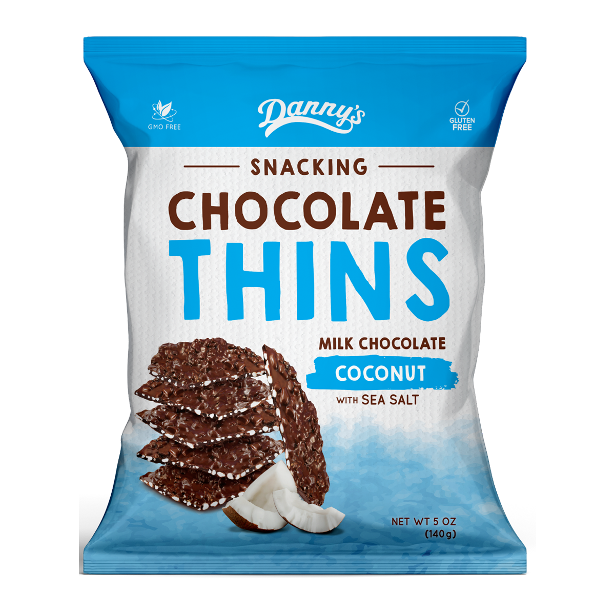 Danny's Chocolate Thins Milk Chocolate Coconut 140g