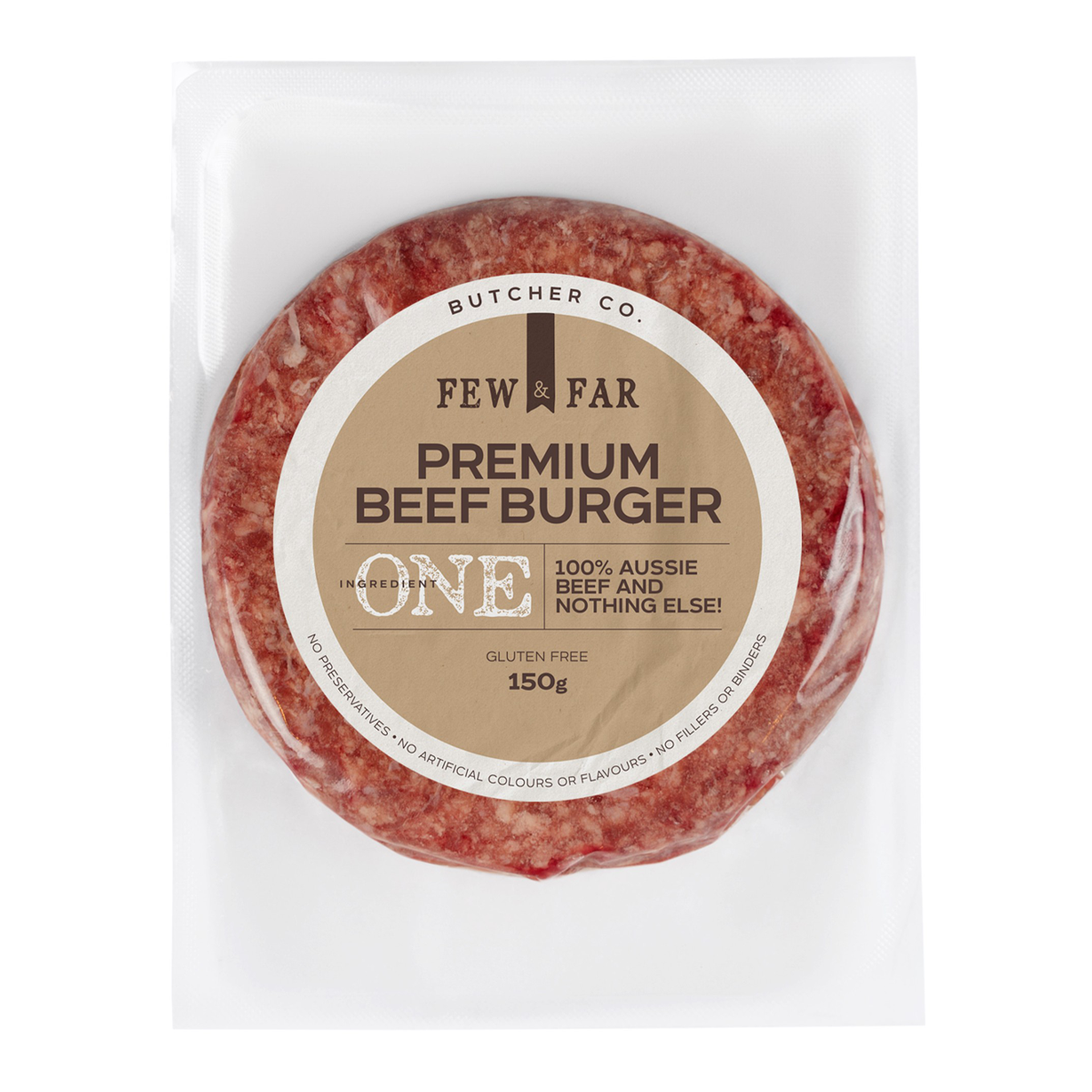 Few and Far Premium One Ingredient Beef Burger 150g