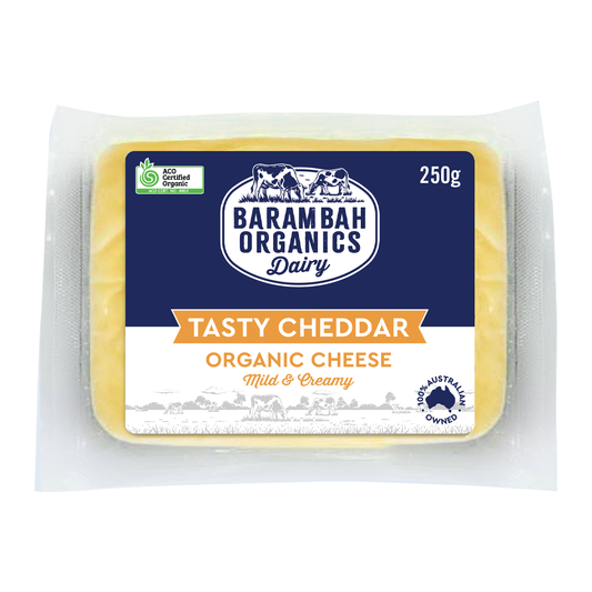 Barambah Organics Tasty Cheddar Block Cheese 250g