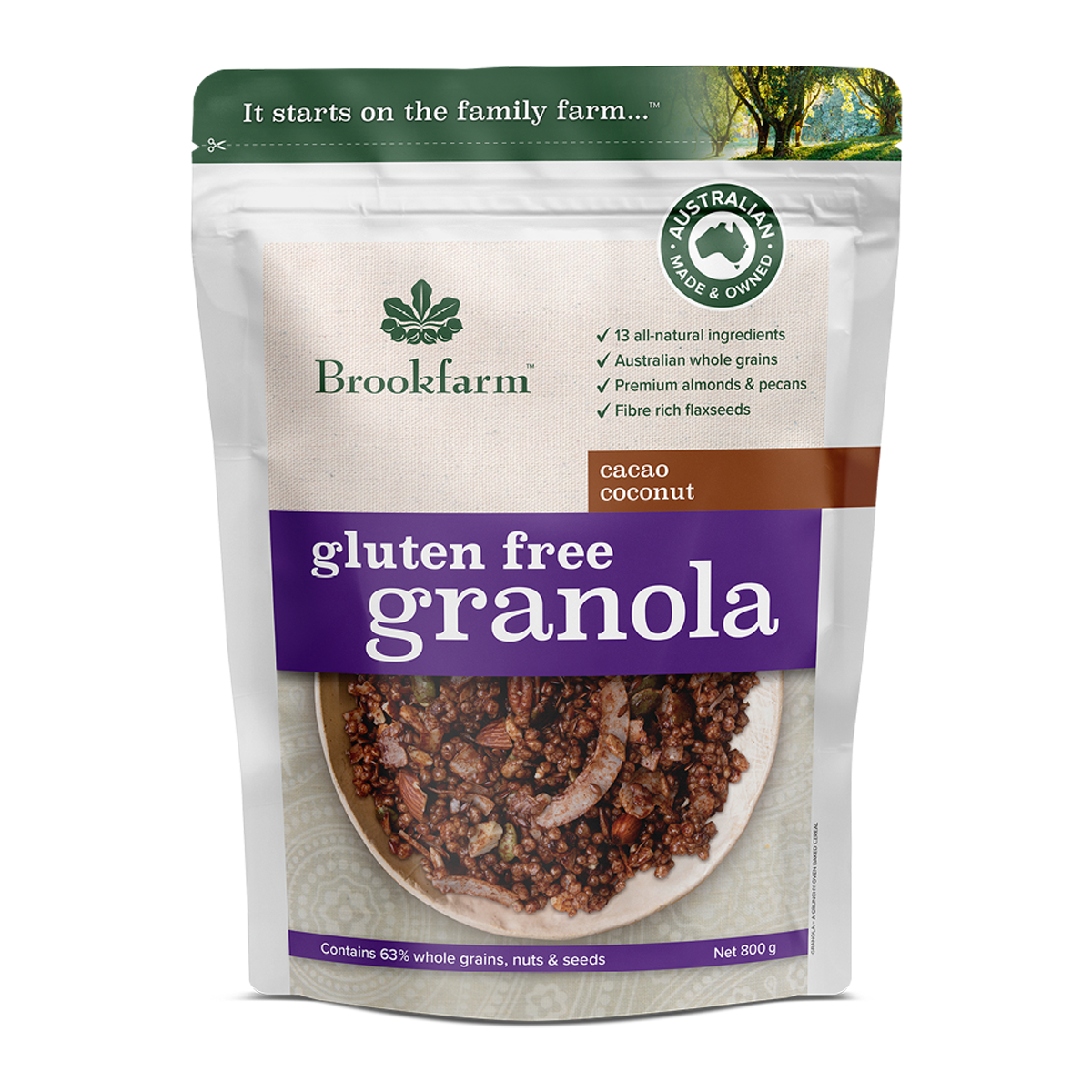 Brookfarm Gluten Free Granola Cacao and Coconut 800g