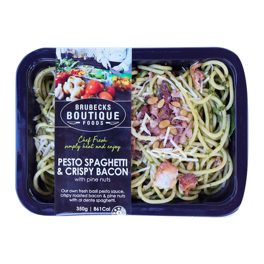 Brubecks Boutique Foods Pesto Spaghetti and Crispy Bacon 350g