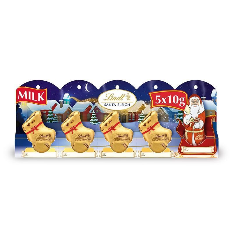 Lindt Milk Chocolate Santa Sleigh 5pack 50g