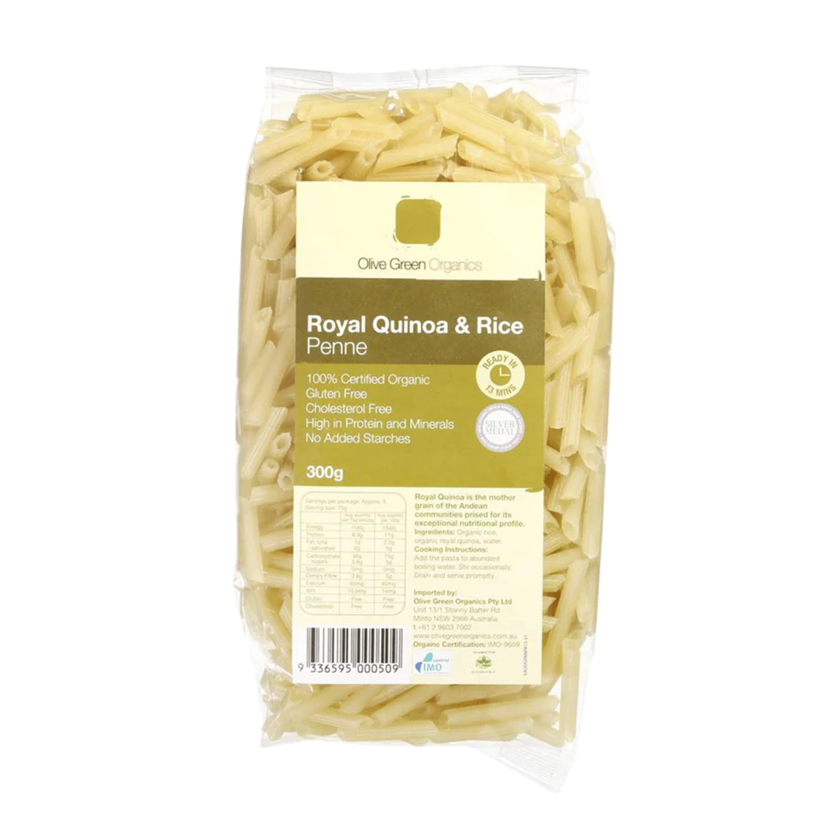 Olive Green Organics Quinoa and Rice Penne 300g